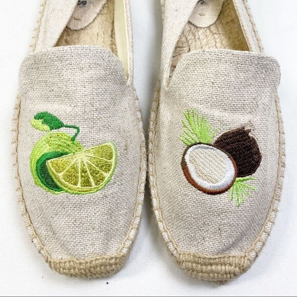Soludos Lime & Coconut Embroidered Espadrille in Sand - Picture 3 of 5
